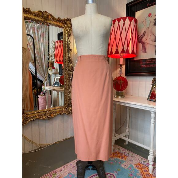 1990s talbots high waist pencil skirt apricot rayon belt loops med 29 timeless - Picture 3 of 8